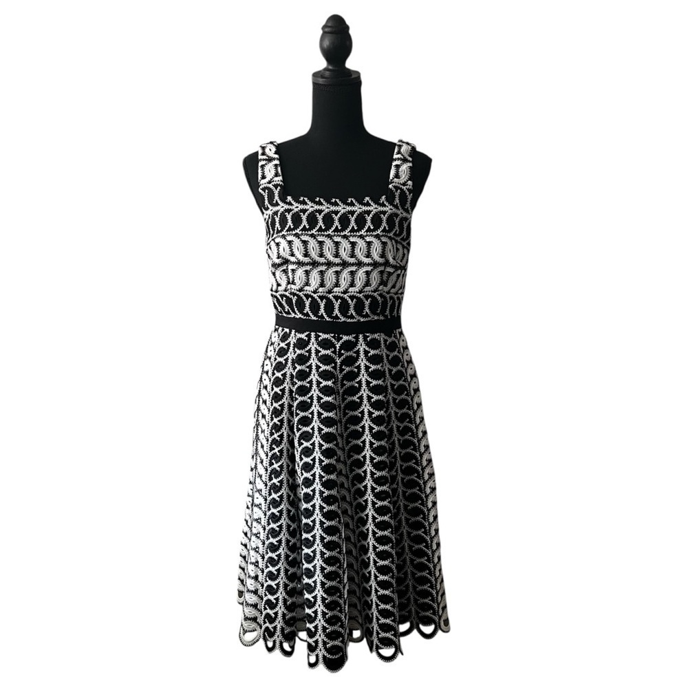 Alex Marie Women 4 Cottagecore Cocktail Black White Embroidered Vintage Dress